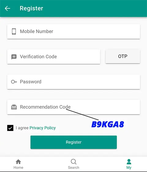 Joymall app Registration process